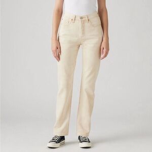 Levi's Women's High Rise 501 Original Straight Leg Cloudy Safari Cream Jeans